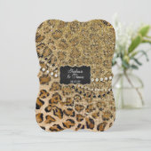 Invitation Tan Gold Leopard Poster de animal Mariage Parties  (Debout devant)