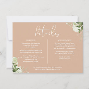 Invitation Tan Greenery Floral Détails du Mariage Information