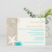 Invitation Tan Ivory Turquoise Moderne Plage Mariage (Debout devant)