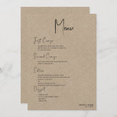 Invitation Tan lin Simple Noir Script Mariage Menu (Devant / Derrière)