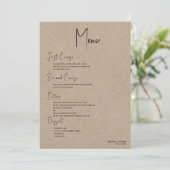Invitation Tan lin Simple Noir Script Mariage Menu (Debout devant)
