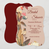 Invitation Tan - Marsala Vin & torsion de teintes roses (Devant / Derrière)