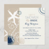 Invitation Tan Navy Blue Ivory Beach Fête des mariées (Devant / Derrière)