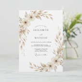 Invitation Tan Painterly Botanical Wedding (Debout devant)
