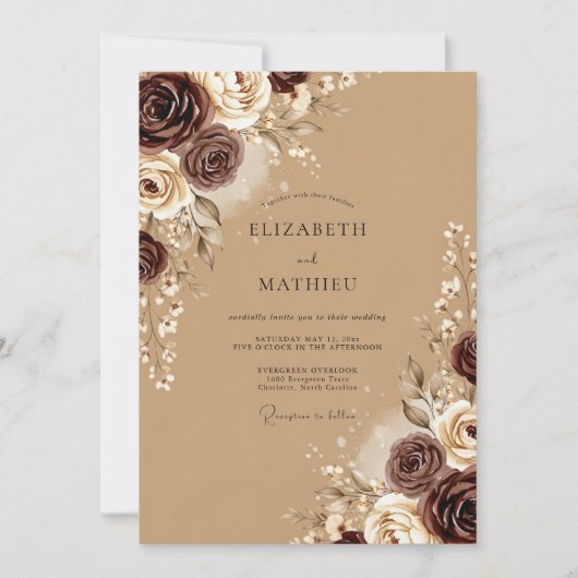 Invitation Tan Polished Autumnal Wedding (Devant)