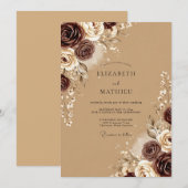 Invitation Tan Polished Autumnal Wedding (Devant / Derrière)