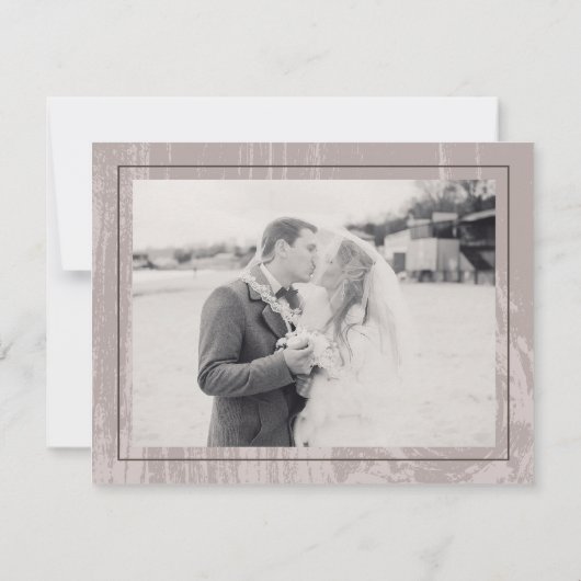 Invitation Tan Rustic Woodgrain Mariage de automne d'automne (Dos)