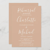 Invitation Tan Taupe Signature Script Dîner de répétition (Devant / Derrière)