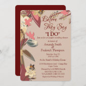 Invitation Tan, Vin de Marsala - torsion de Mariage Rose Fête (Devant / Derrière)