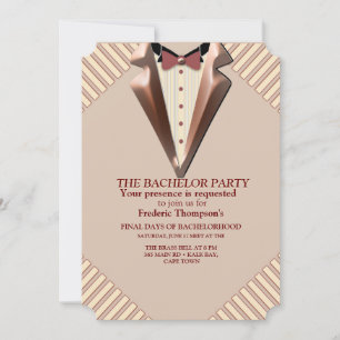 Invitation Tan - Vin Marsala - Hues Modernes Bachelor