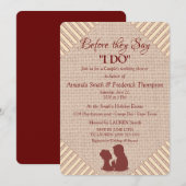 Invitation Tan, Vin Marsala - Mariage Texturé Douche (Devant / Derrière)