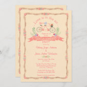 Invitation Tandem Bicycle, Oiseaux et Banner Engagement (Devant / Derrière)