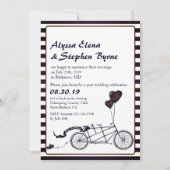 Invitation Tandem Bicyclette Réception Romantique de Mariage (Devant)
