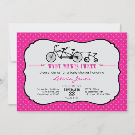 Invitation tandem de baby shower de fille de (Devant)