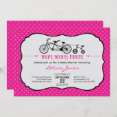 Invitation tandem de baby shower de fille de (Devant / Derrière)