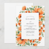 Invitation Tangerine Artistic Meadow Wedding (Devant / Derrière)