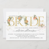 Invitation Tangerine Citrus et Fête des mariées Florale d'or (Devant)