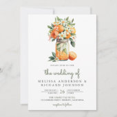 Invitation Tangerine Citrus Orange Mason Jar QR Code Mariage (Devant)