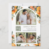 Invitation Tangerine Citrus Orange Mason Jar QR Code Mariage (Dos)