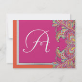 Invitation Tangerine d'argent et mariage Fuchsia Enregistrer  (Dos)