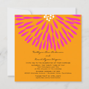 Invitation Tangerine et pink Floral Wedding Invite