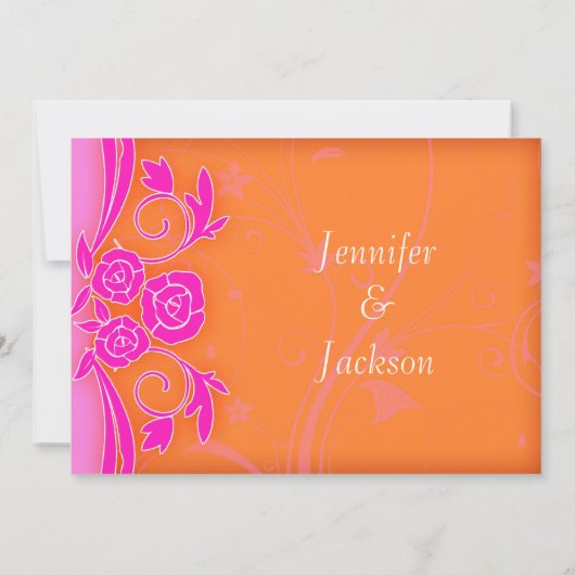 Invitation Tangerine et Rose flamand Mariage moderne invite (Dos)