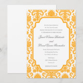 Invitation Tangerine foncée Mariage Damask Patte personnalisé (Devant / Derrière)