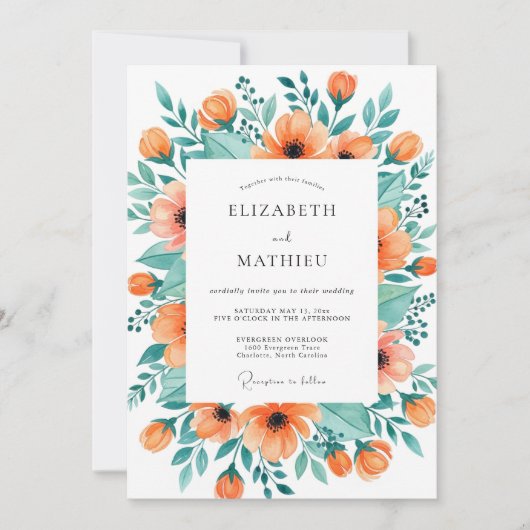 Invitation Tangerine Graceful Spring Wedding (Devant)