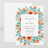 Invitation Tangerine Graceful Spring Wedding (Devant / Derrière)