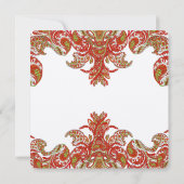 Invitation Tangerine Lime Vintage Peacock Mariage damassé (Dos)