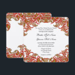 Invitation Tangerine Lime Vintage Peacock Mariage damassé<br><div class="desc">Mariages vintages Tangerine Tango Peacock Damask</div>