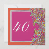 Invitation Tangerine marocaine & Fuchsia 40ème anniversaire (Dos)