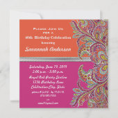 Invitation Tangerine marocaine & Fuchsia 40ème anniversaire (Devant)