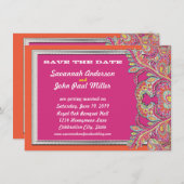 Invitation Tangerine marocaine & Fuchsia Mariage Enregistrer  (Devant / Derrière)