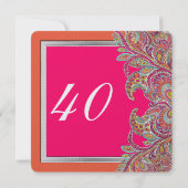 Invitation Tangerine marocaine & Hot Pink fête du 40e anniver (Dos)