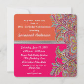 Invitation Tangerine marocaine & Hot Pink fête du 40e anniver (Devant)