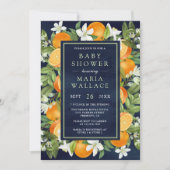 Invitation Tangerine Rustique Citrus Orange Baby shower de ma (Devant)