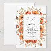 Invitation Tangerine Stately Autumnal Wedding (Devant / Derrière)