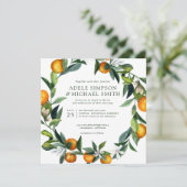 Invitation Tangérine vibrante | Tout en un mariage botanique (Debout devant)