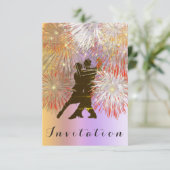 Invitation Tango Ball Carnival Dance Party Gold Ombre violet (Debout devant)