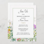 Invitation Tante verdure fleur sauvage fête d'anniversaire (Devant / Derrière)