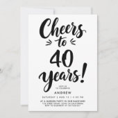 Invitation Tape-à-l'écriture Moderne Simple pour les 40 ans (Devant)