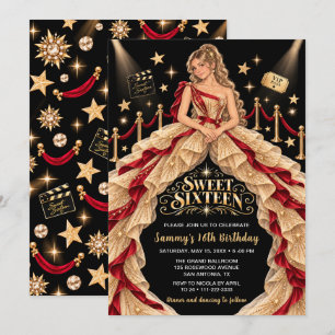 Invitation Tapis Rouge Anniversaire Sweet Sixteen