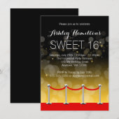 Invitation Tapis rouge argent moderne Hollywood Sweet 16 (Devant / Derrière)