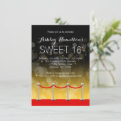 Invitation Tapis rouge argent moderne Hollywood Sweet 16 (Debout devant)