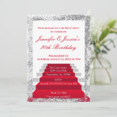 Invitation Tapis rouge blanc et argent Anniversaire (Debout devant)