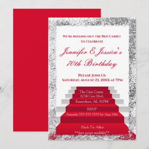 Invitation Tapis rouge blanc et argent Anniversaire