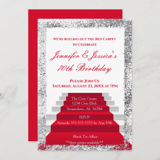 Invitation Tapis rouge blanc et argent Anniversaire