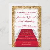 Invitation Tapis rouge blanc et or Anniversaire (Devant)