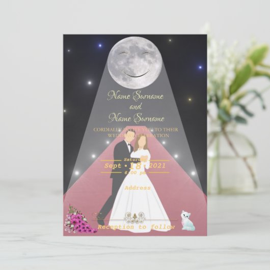 Invitation Tapis rouge clair de lune (Debout devant)